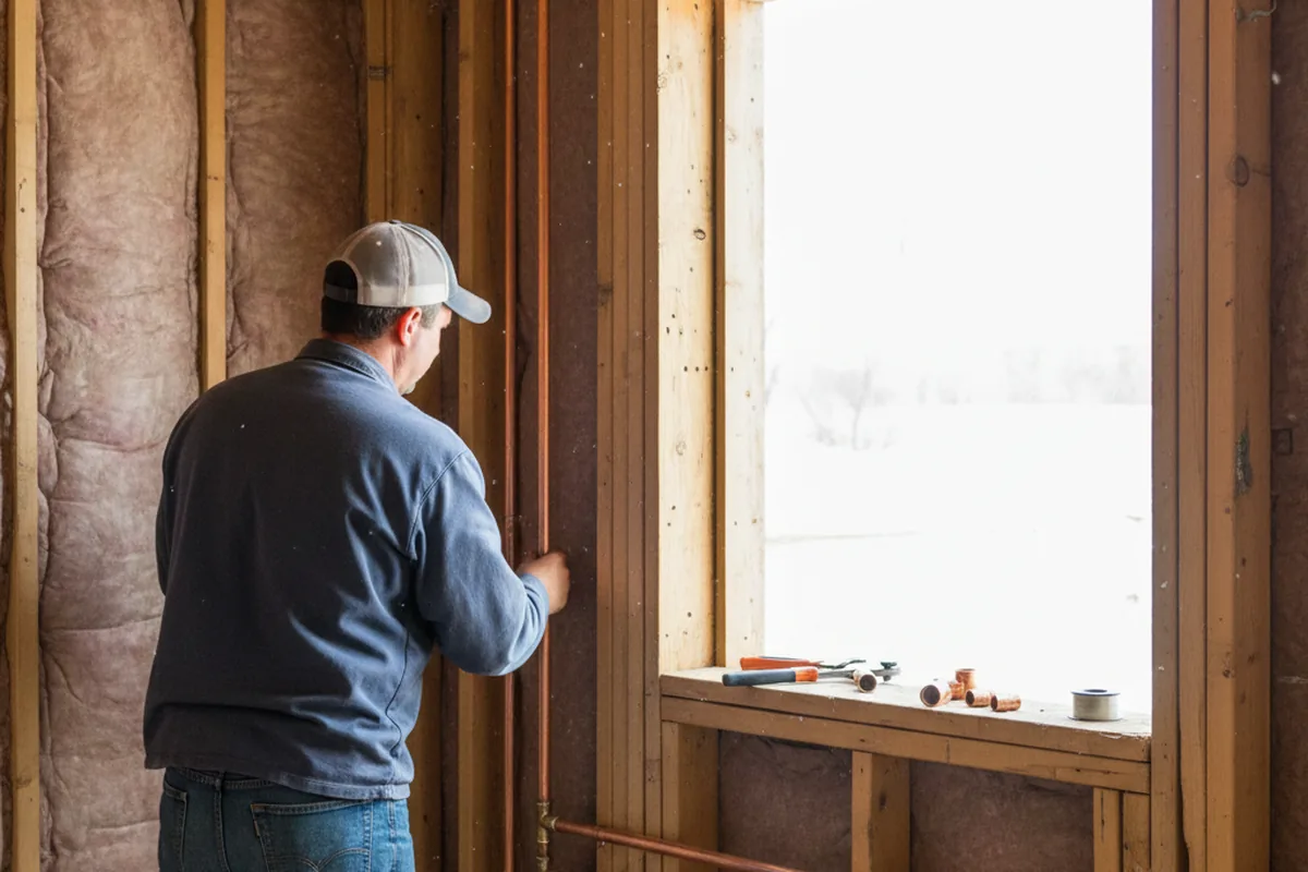 Licensed plumber running new copper supply lines in a Temple home