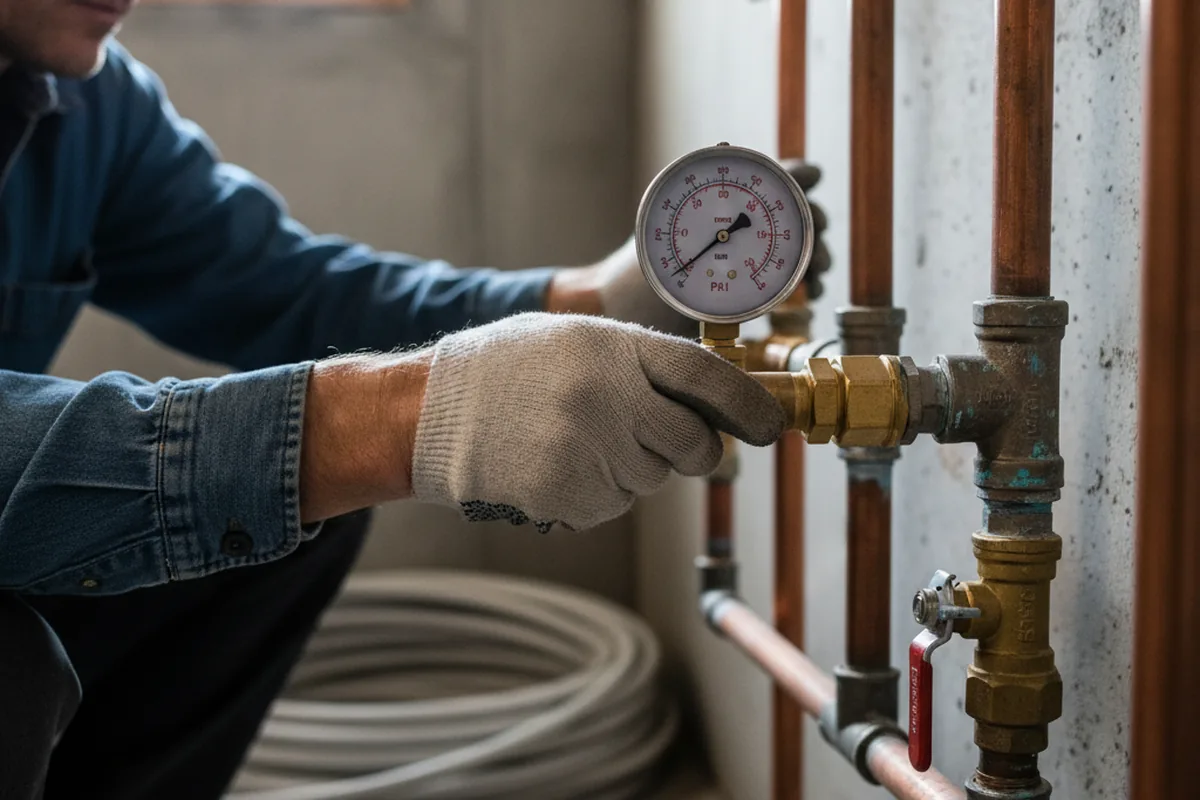 Pressure testing a repaired line during Water Line Repair in Temple